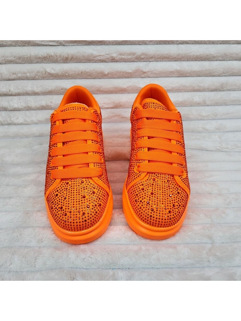 NIB Cush Baby Bright Orange Rhinestone Sneakers Tennis Shoes